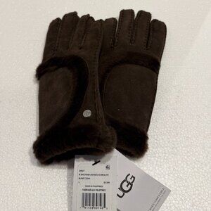NEW UGG Women's Exposed Sheepskin Seam Gloves Brown 20027 Size Large OG $165 NWT